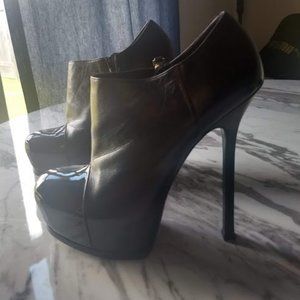 YSL Black Leather Tribtoo Ankle Boots
